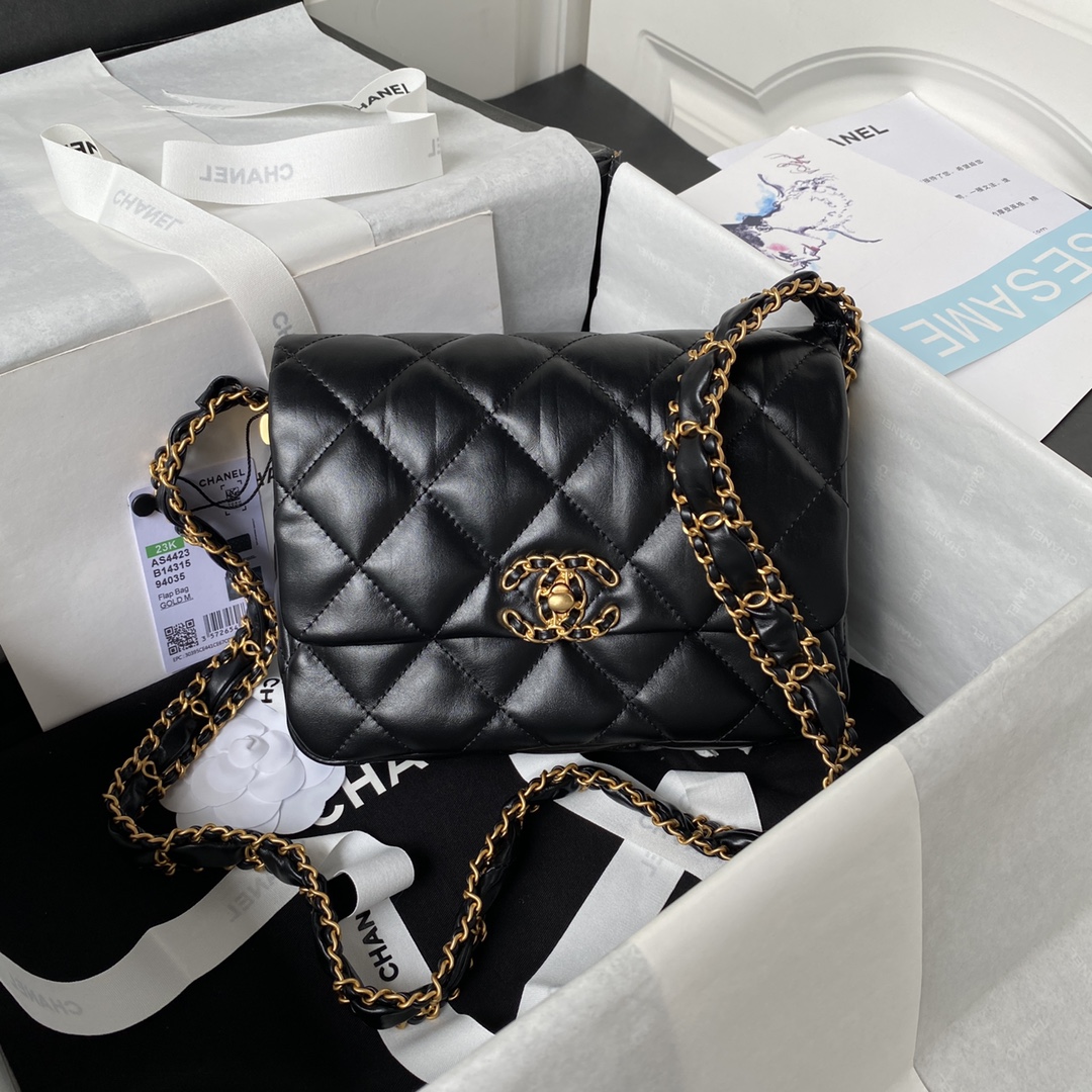Bagsaaa Ch**el 19 Flap Bag 23k Black - 13.5*20.5*5cm