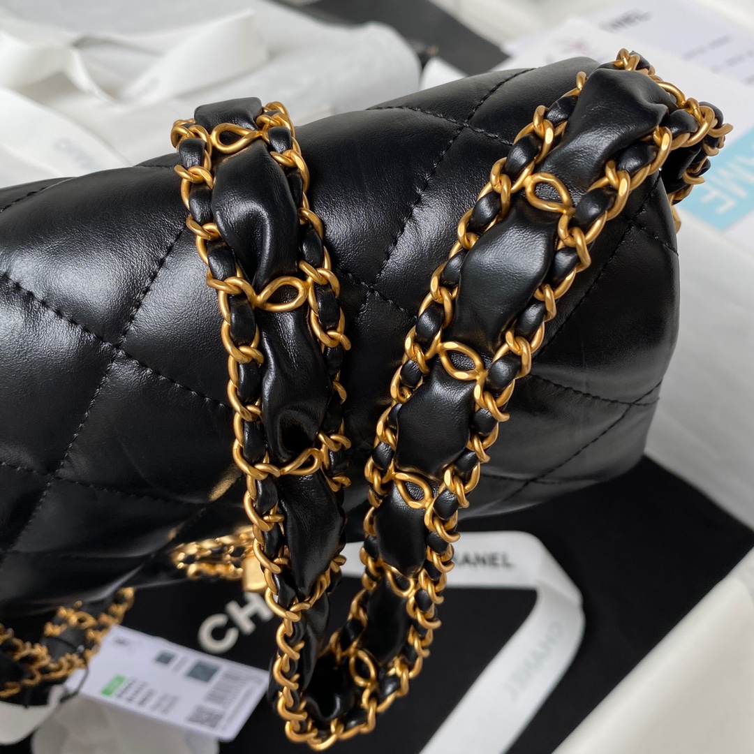 Bagsaaa Ch**el 19 Flap Bag 23k Black - 13.5*20.5*5cm