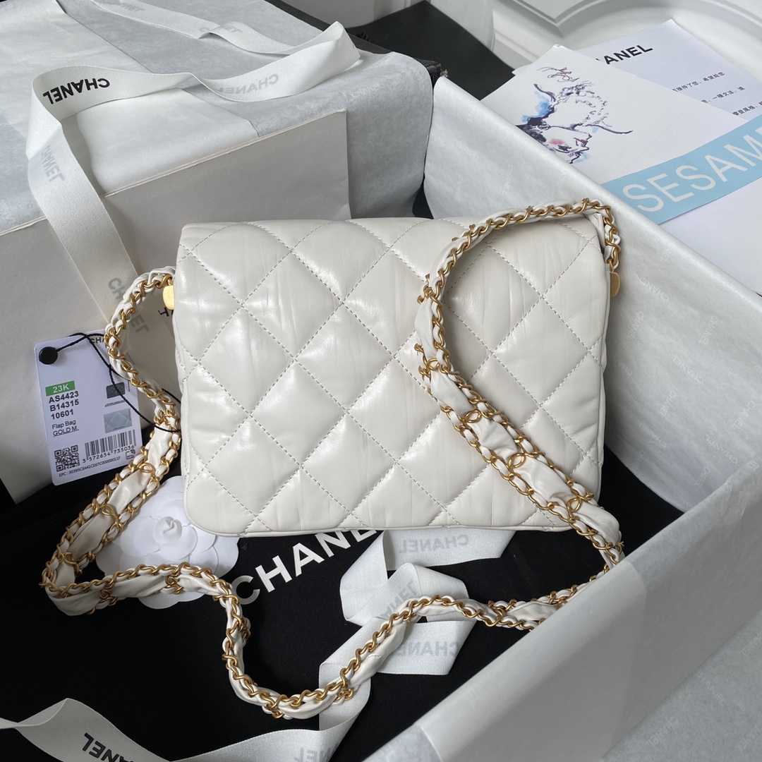 Bagsaaa Ch**el 19 Flap Bag 23k White - 13.5*20.5*5cm