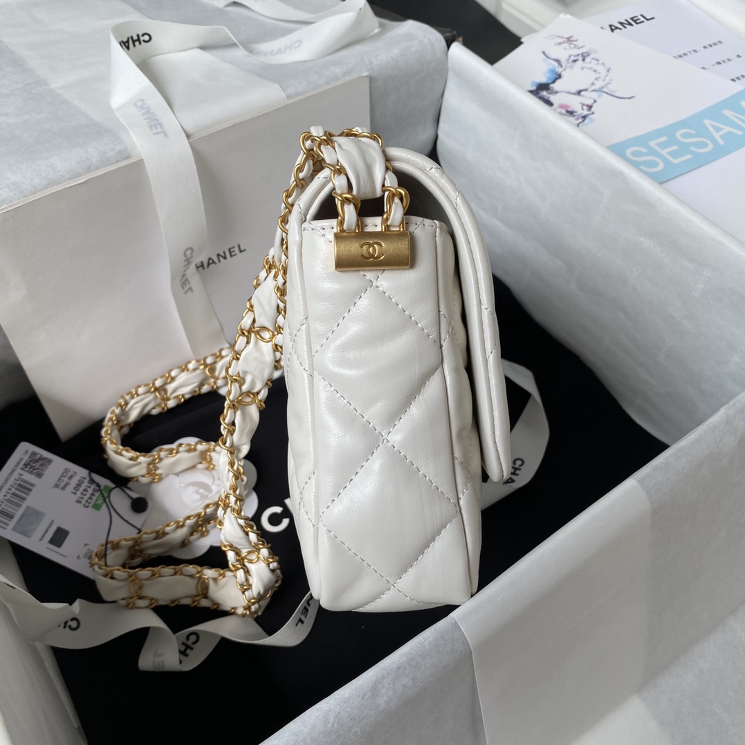 Bagsaaa Ch**el 19 Flap Bag 23k White - 13.5*20.5*5cm