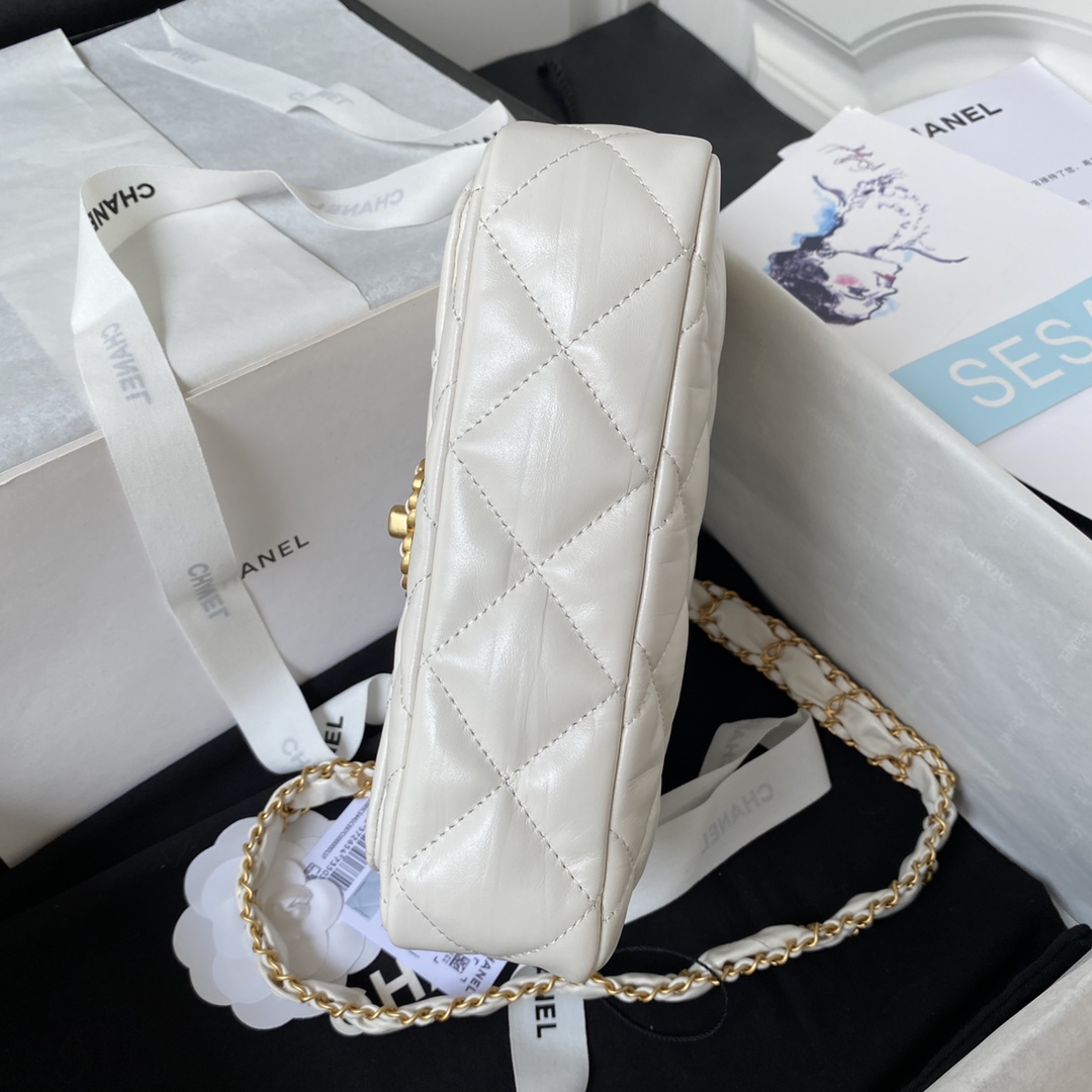 Bagsaaa Ch**el 19 Flap Bag 23k White - 13.5*20.5*5cm
