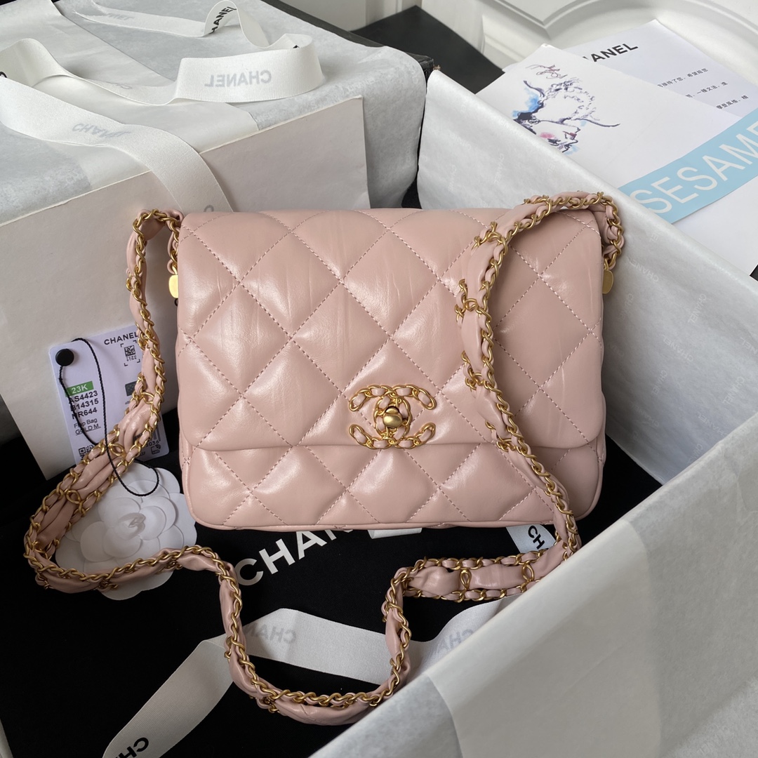 Bagsaaa Ch**el 19 Flap Bag 23k Pink - 13.5*20.5*5cm
