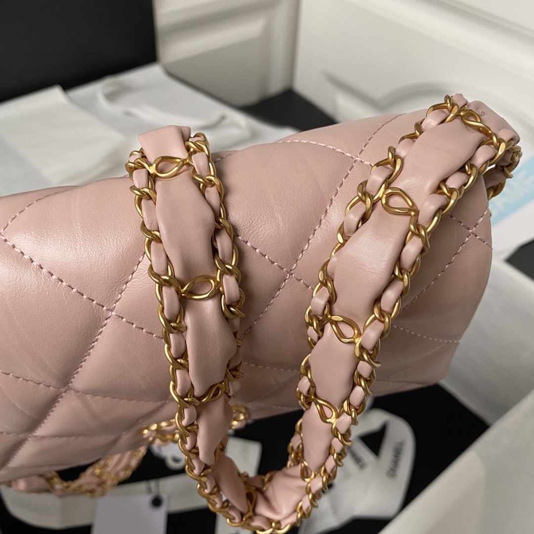 Bagsaaa Ch**el 19 Flap Bag 23k Pink - 13.5*20.5*5cm