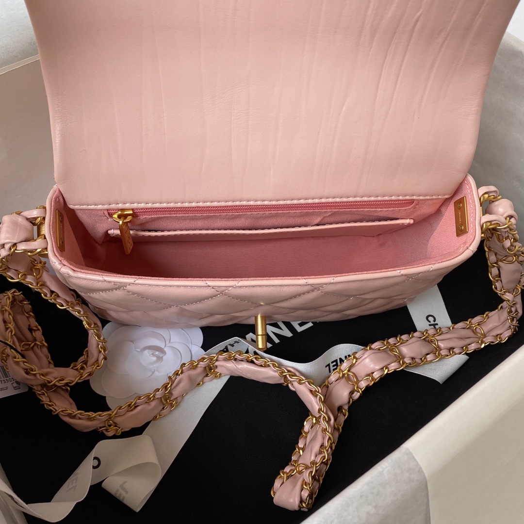 Bagsaaa Ch**el 19 Flap Bag 23k Pink - 13.5*20.5*5cm