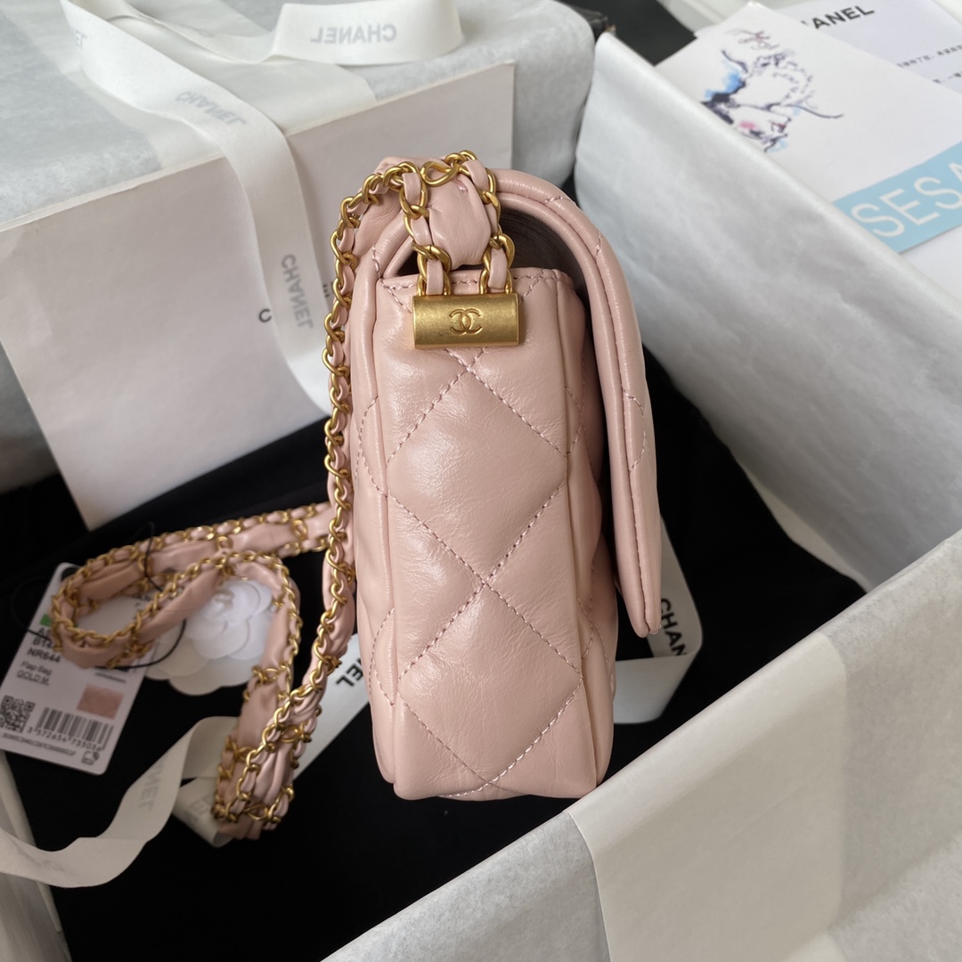 Bagsaaa Ch**el 19 Flap Bag 23k Pink - 13.5*20.5*5cm