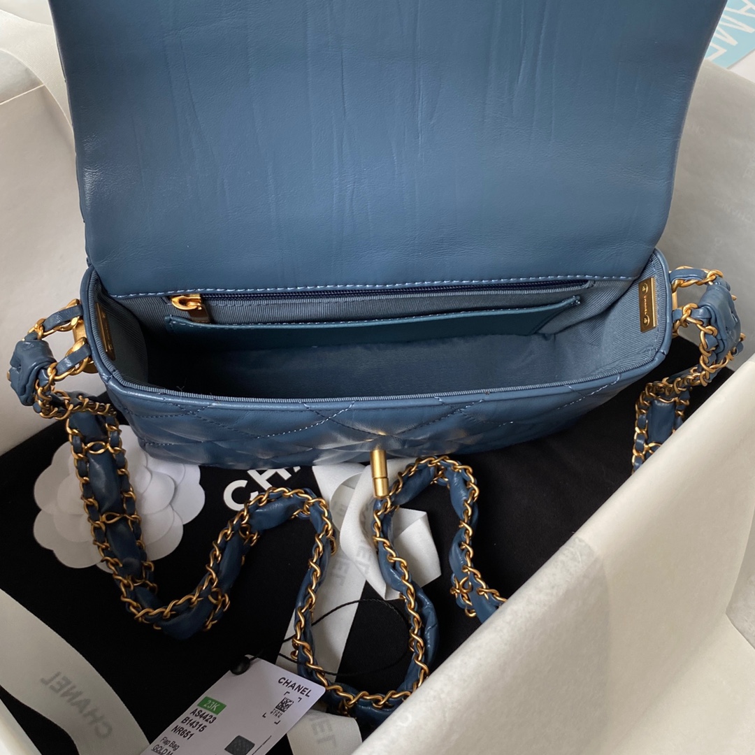 Bagsaaa Ch**el 19 Flap Bag 23k Blue - 13.5*20.5*5cm