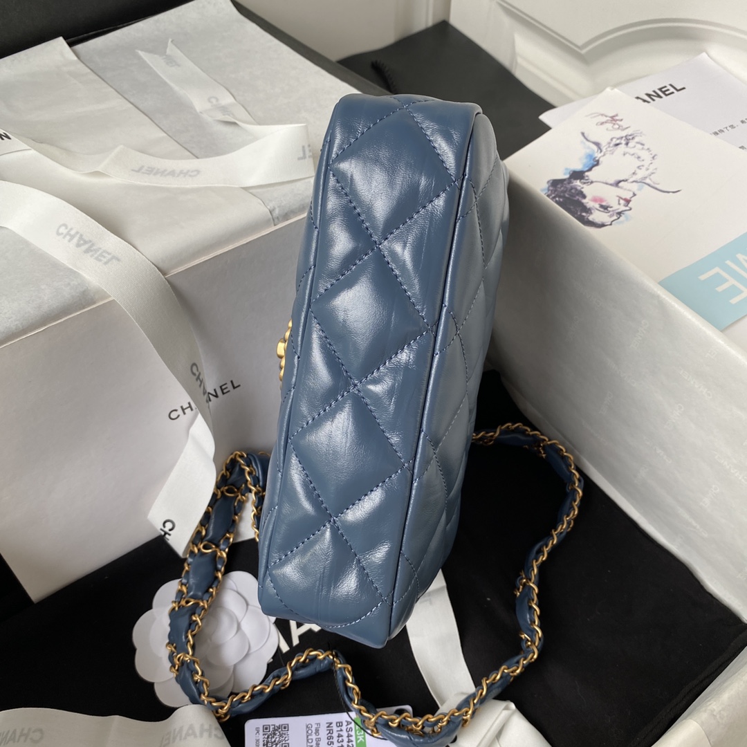 Bagsaaa Ch**el 19 Flap Bag 23k Blue - 13.5*20.5*5cm