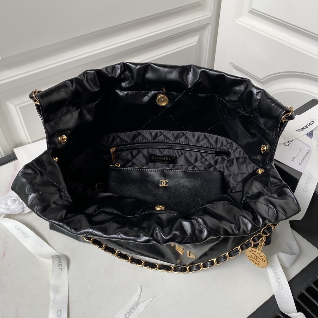 Bagsaaa Ch**el 22 Bag Black Gold Hardware - 30×45×8cm