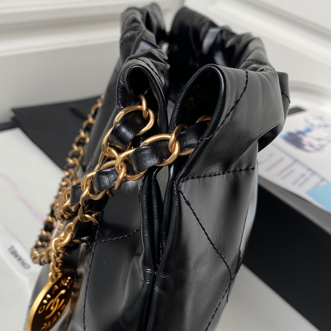 Bagsaaa Ch**el 22 Bag Black Gold Hardware - 30×45×8cm