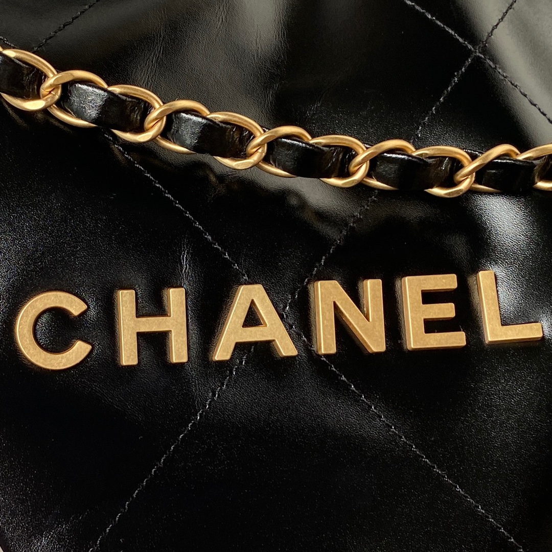Bagsaaa Ch**el 22 Bag Black Gold Hardware - 30×45×8cm