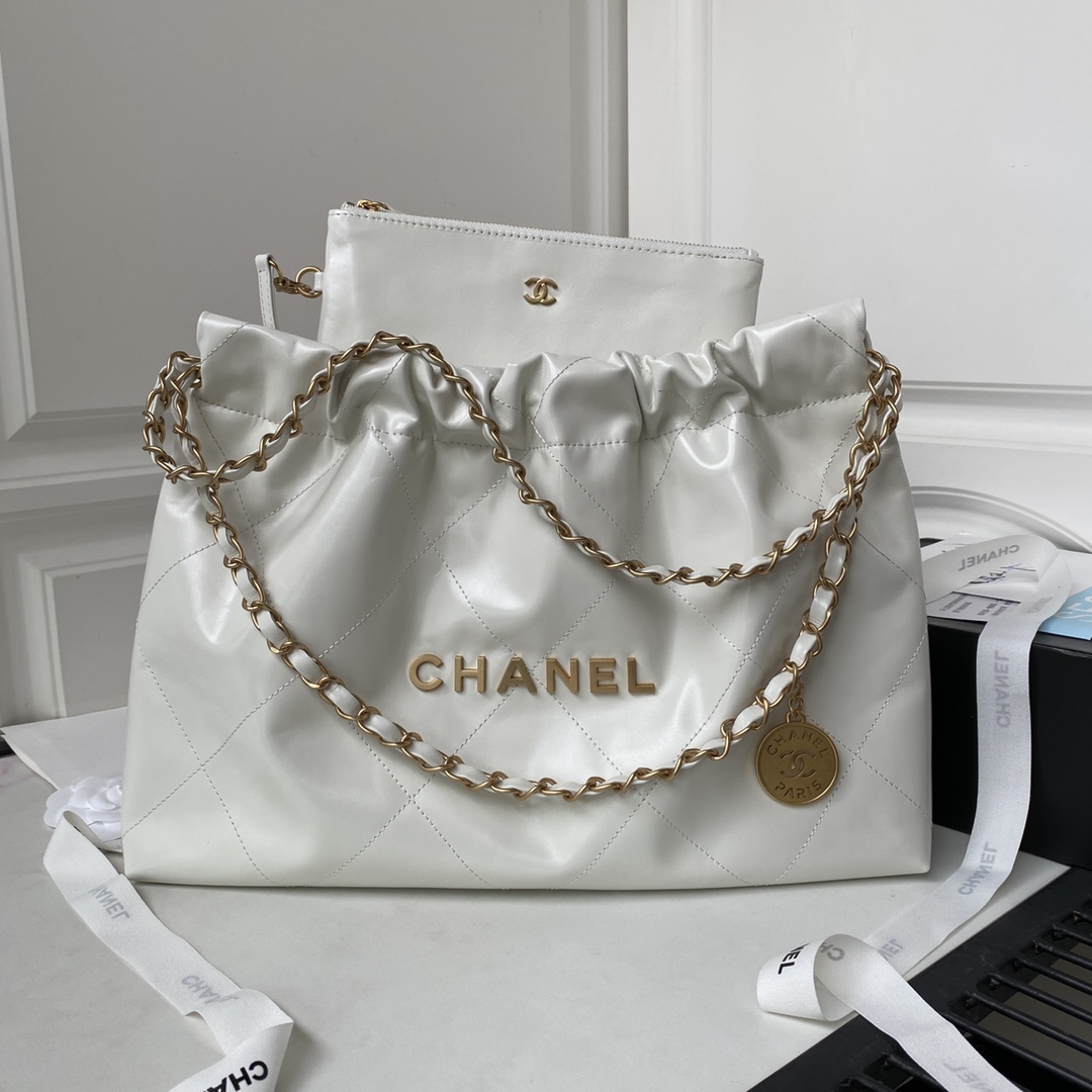 Bagsaaa Ch**el 22 Bag White Gold Hardware - 30×45×8cm