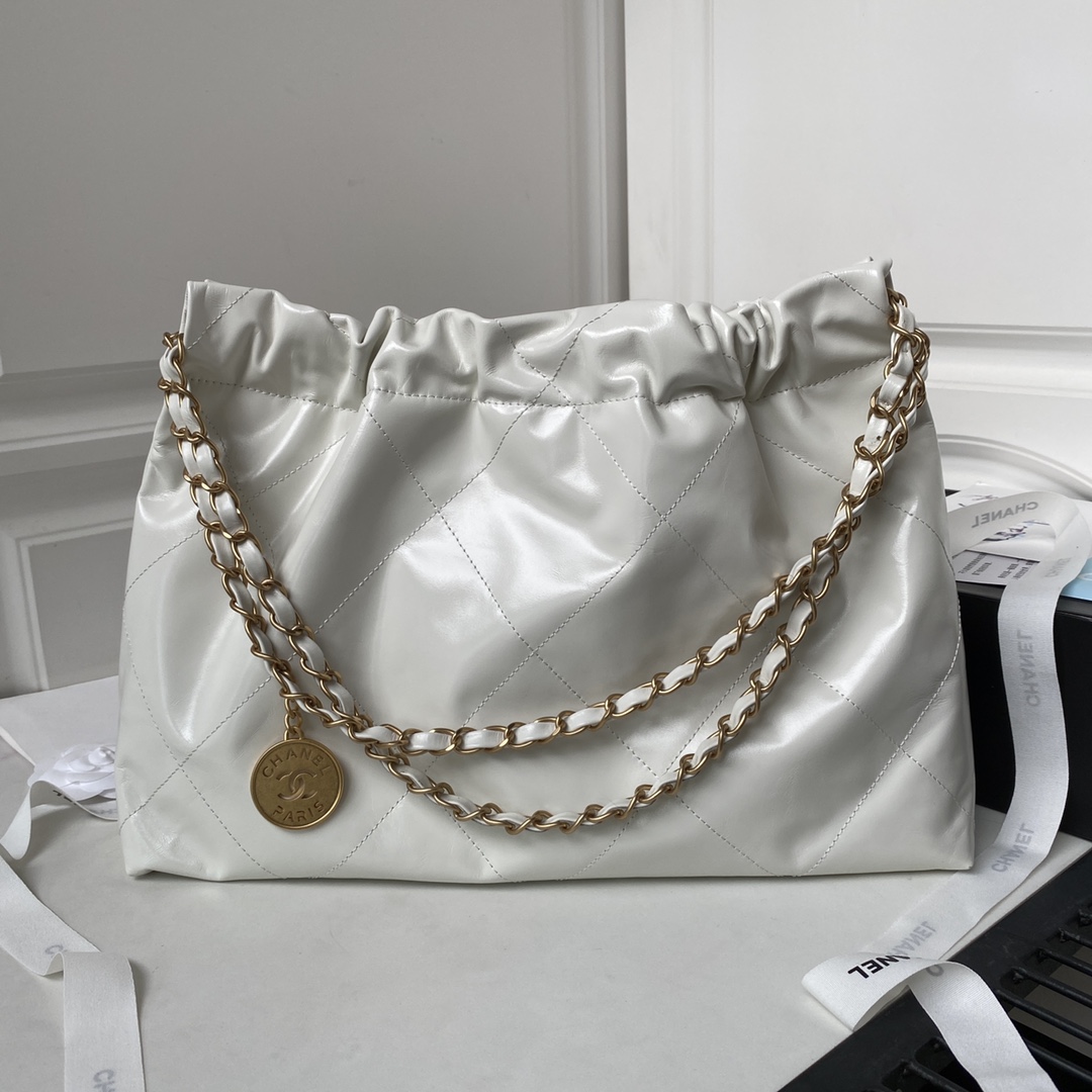 Bagsaaa Ch**el 22 Bag White Gold Hardware - 30×45×8cm
