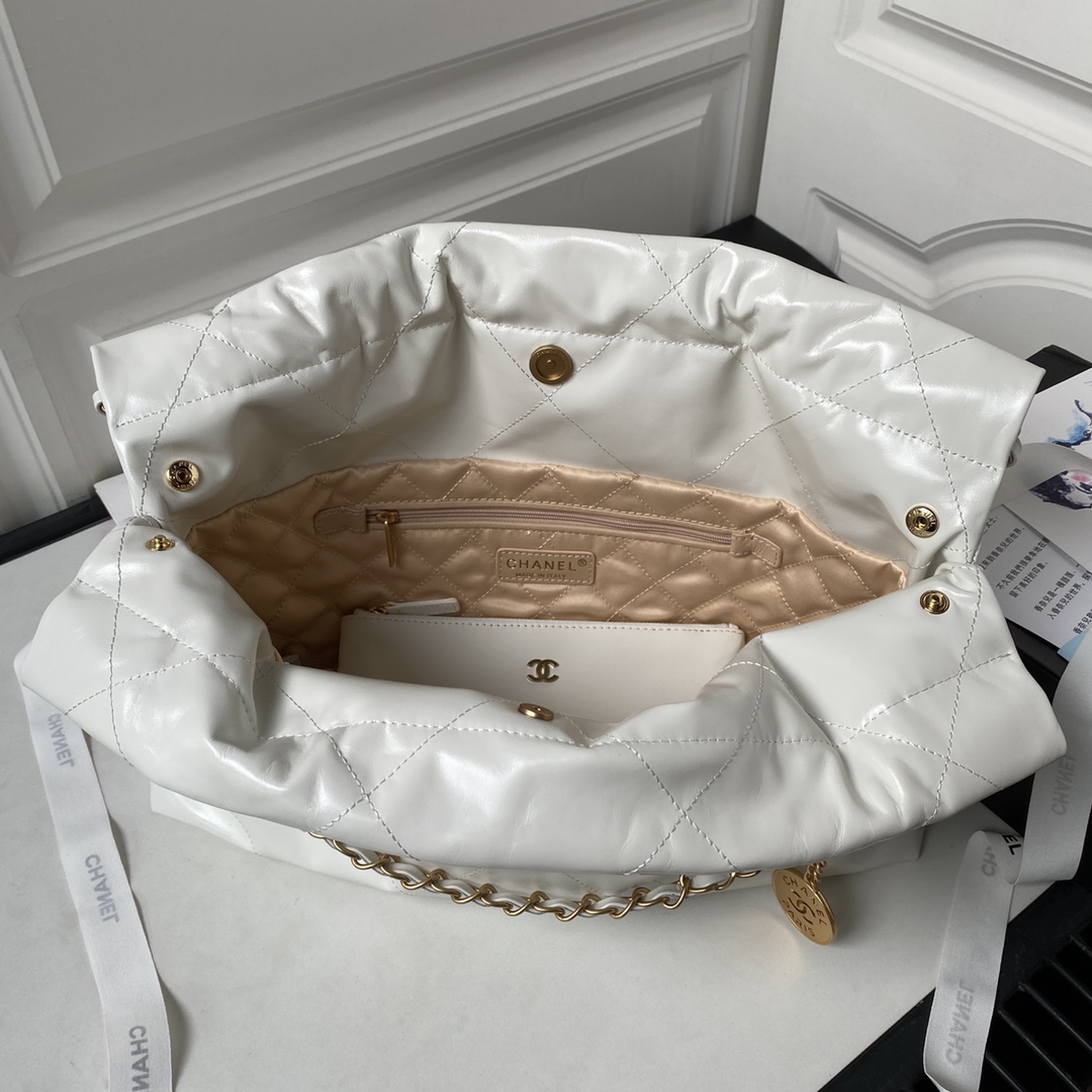 Bagsaaa Ch**el 22 Bag White Gold Hardware - 30×45×8cm