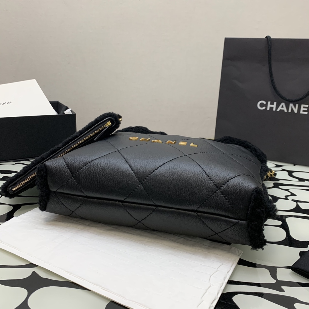 Bagsaaa Ch**el 22 Bag Black Gold Hardware - 30×30x8cm (37cm)