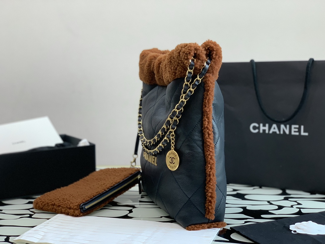 Bagsaaa Ch**el 22 Bag Dark Blue Gold Hardware - 30×30x8cm (37cm)
