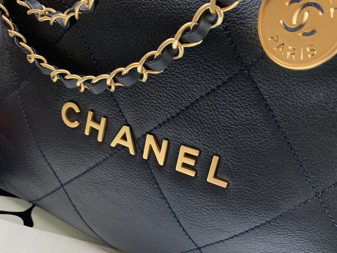 Bagsaaa Ch**el 22 Bag Dark Blue Gold Hardware - 30×30x8cm (37cm)