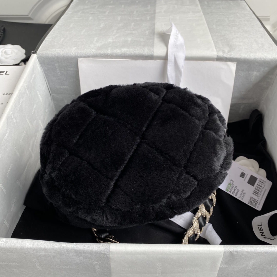 Bagsaaa Ch**el Black Fur Bucket Bag - 16*18*12cm
