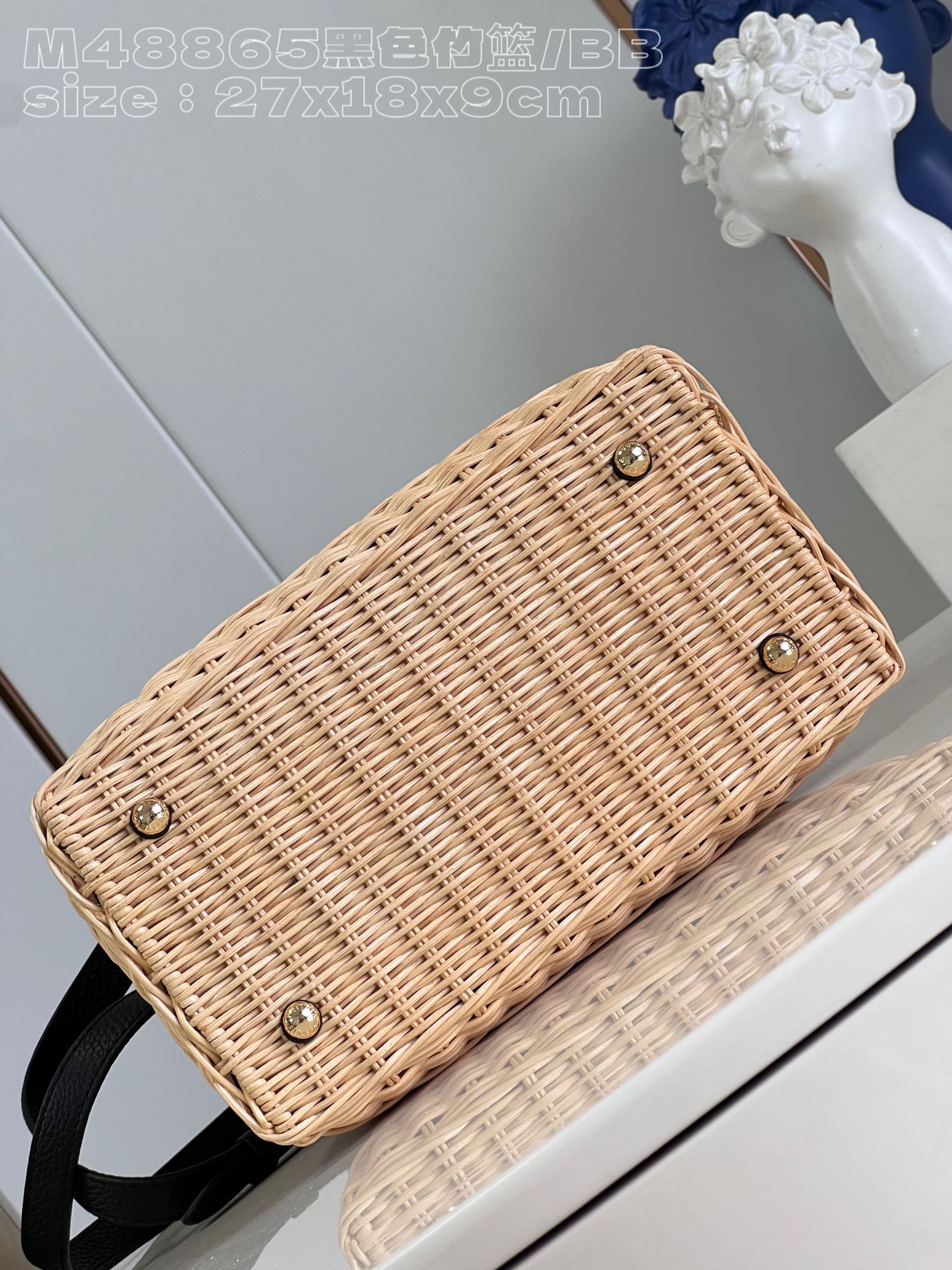 Bagsaaa L0vis Vvtt0n Capucines Natural rattan Black - 27 x 17 x 14cm