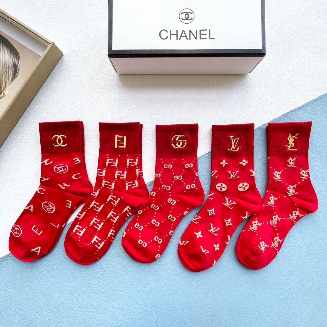 Bagsaaa Set Ch**el Red Socks 5 brands 