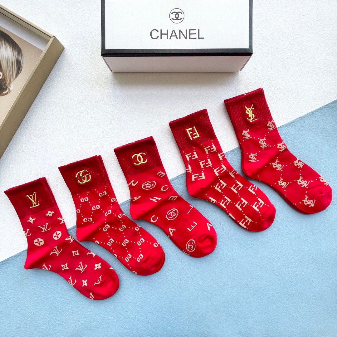 Bagsaaa Set Ch**el Red Socks 5 brands