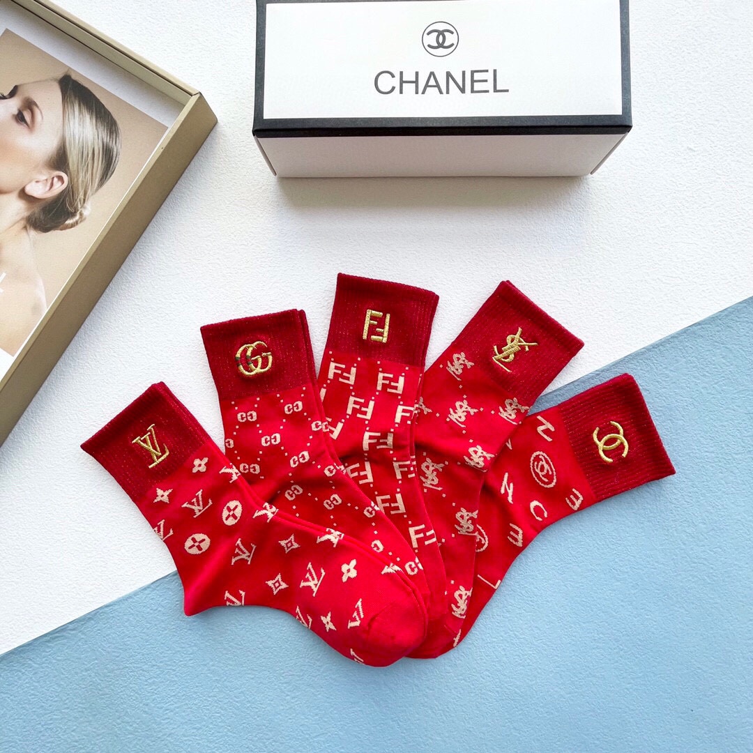 Bagsaaa Set Ch**el Red Socks 5 brands