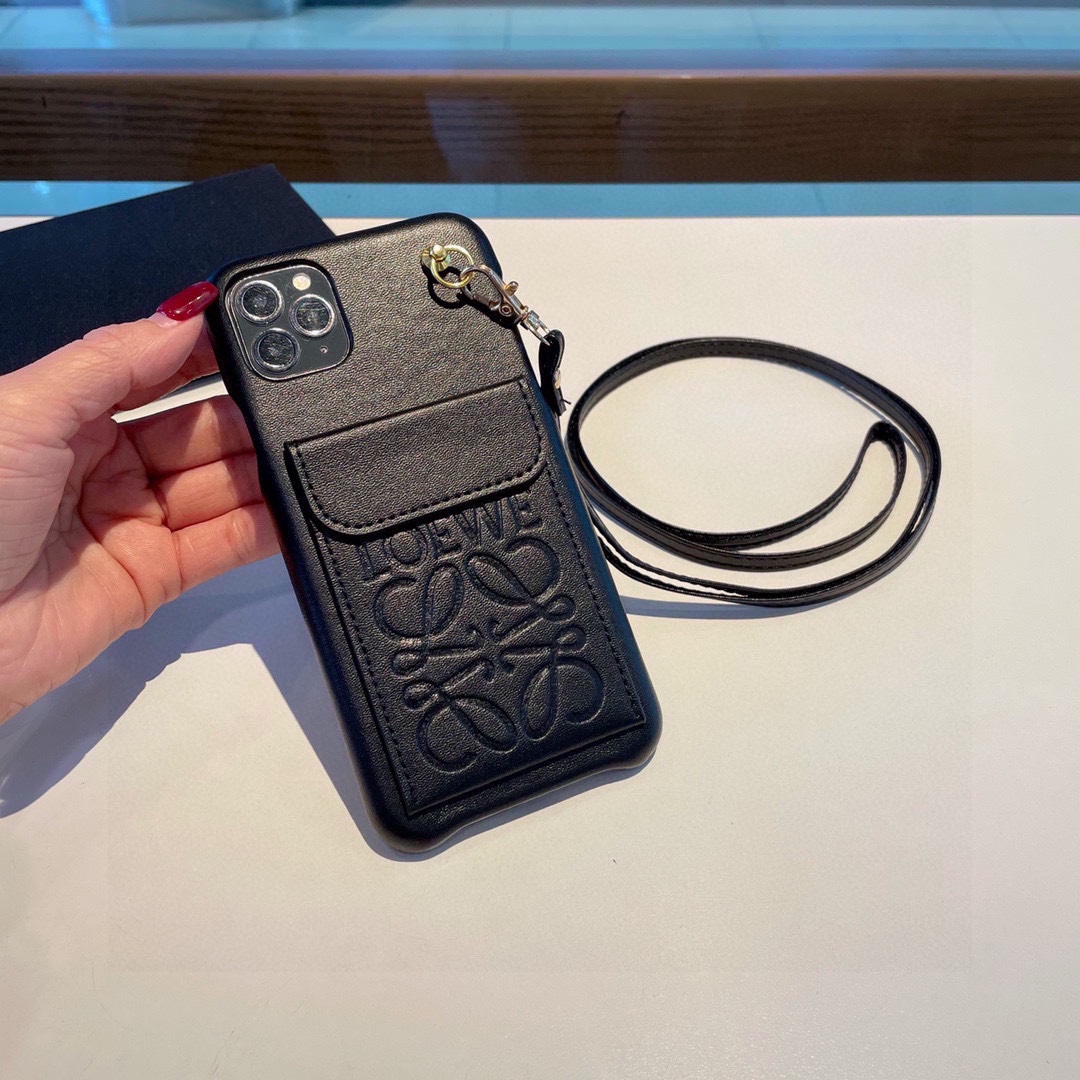 Bagsaaa L0ew* Black Leather Phone Case