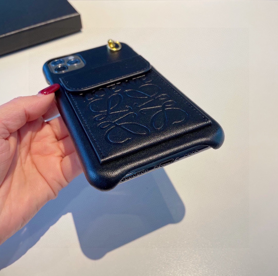 Bagsaaa L0ew* Black Leather Phone Case