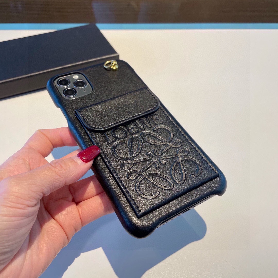 Bagsaaa L0ew* Black Leather Phone Case