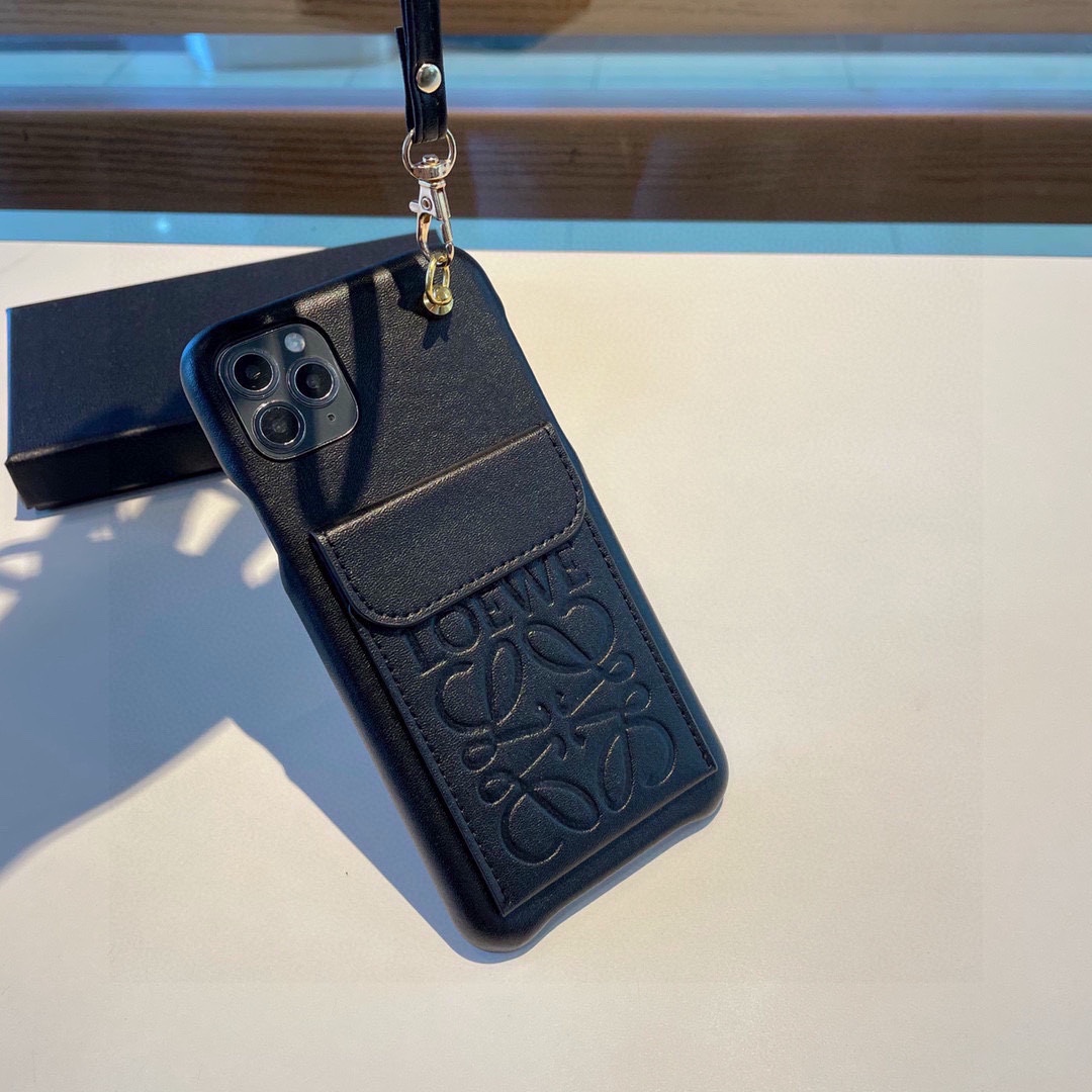 Bagsaaa L0ew* Black Leather Phone Case