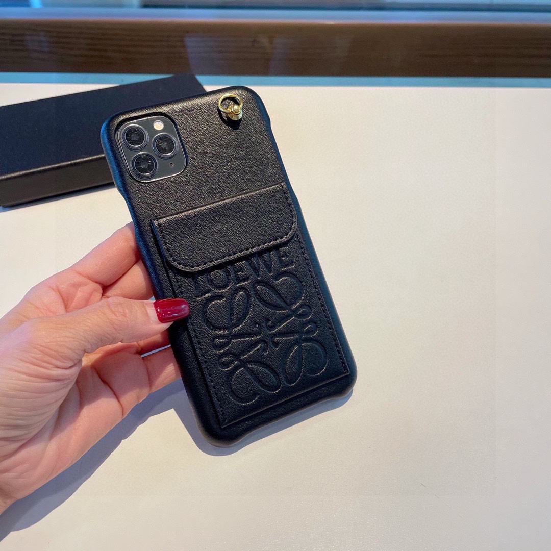 Bagsaaa L0ew* Black Leather Phone Case