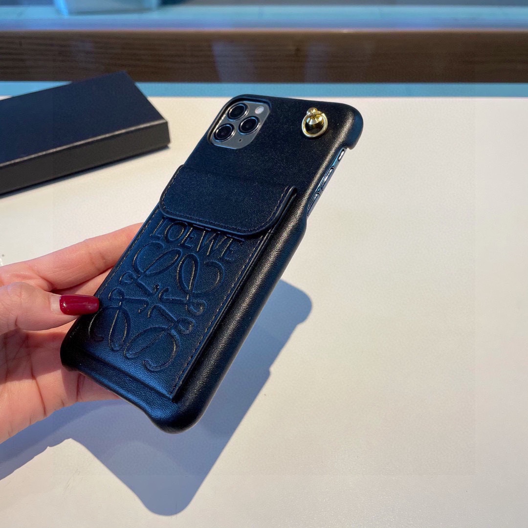 Bagsaaa L0ew* Black Leather Phone Case
