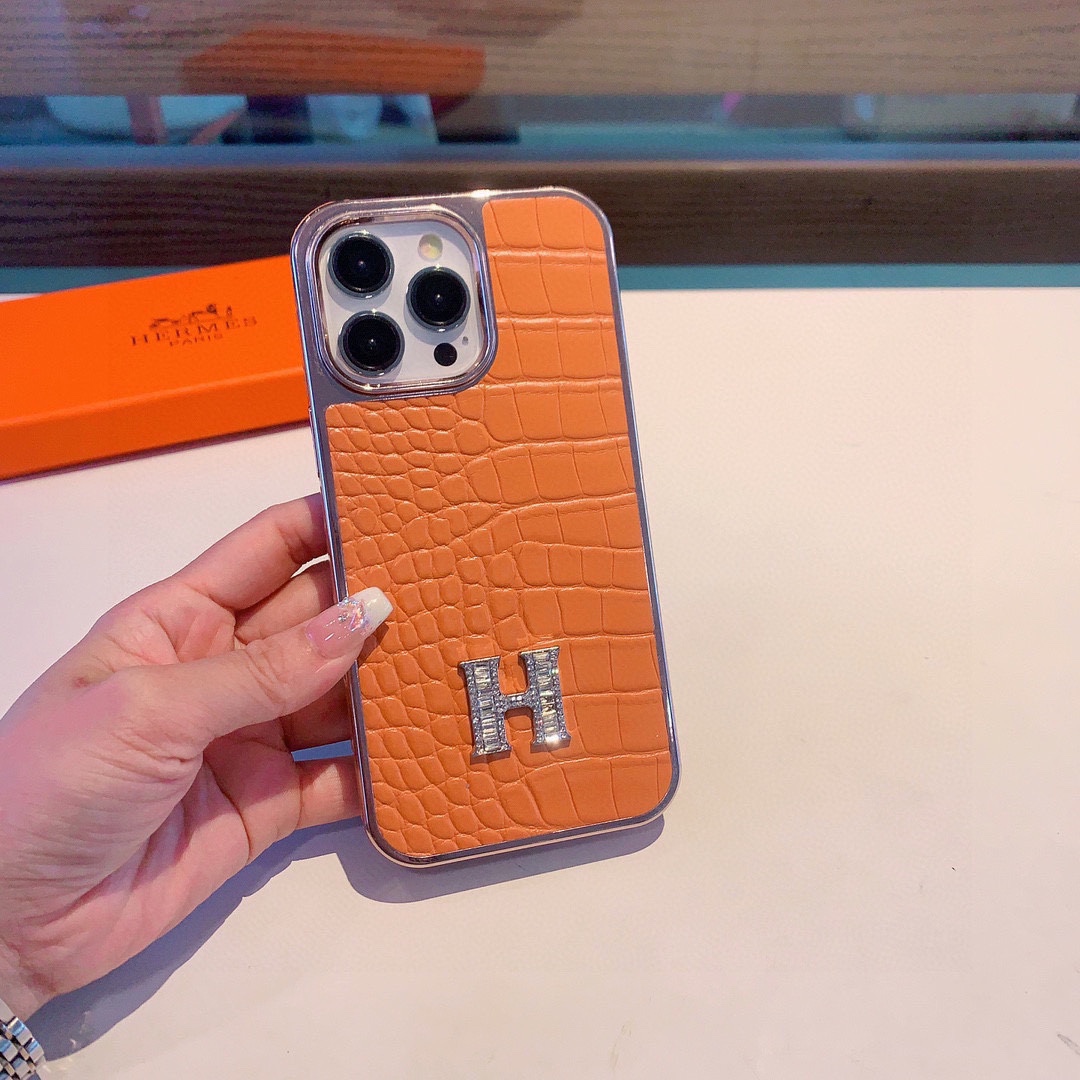 Bagsaaa H**me5 Phone Case Crocodile Leather