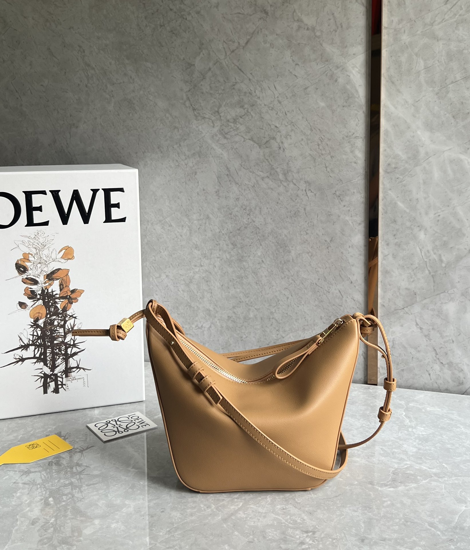 Bagsaaa L0ew* Hammock Hobo Bag in classsic calfskin brown - 28*17*9.5cm