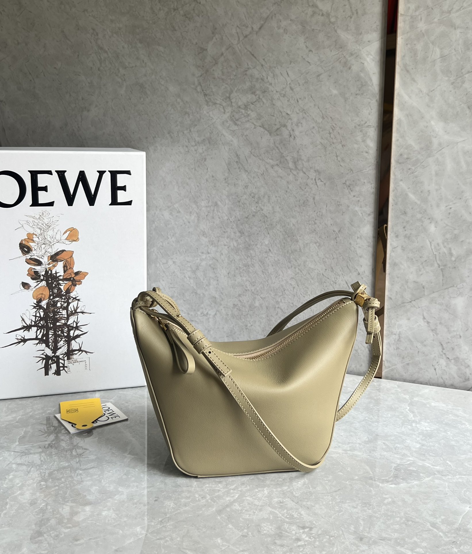 Bagsaaa L0ew* Hammock Hobo Bag in classsic calfskin beige - 28*17*9.5cm