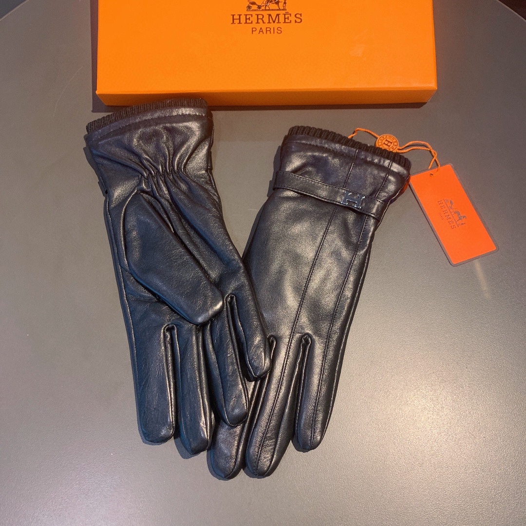 Bagsaaa H**me5 Black Leather Gloves