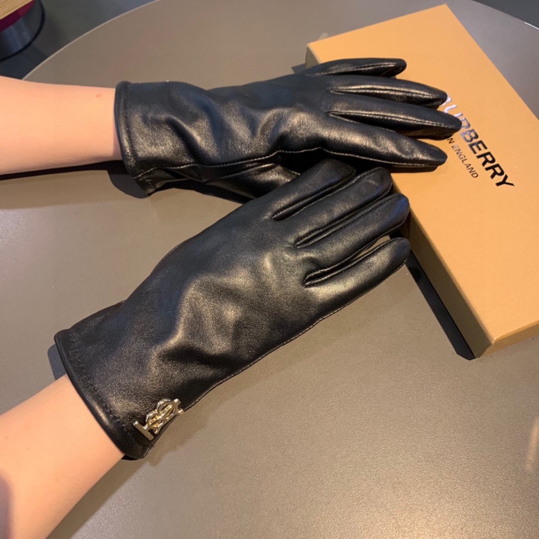 Bagsaaa Bv*b*rry Black Leather Gloves