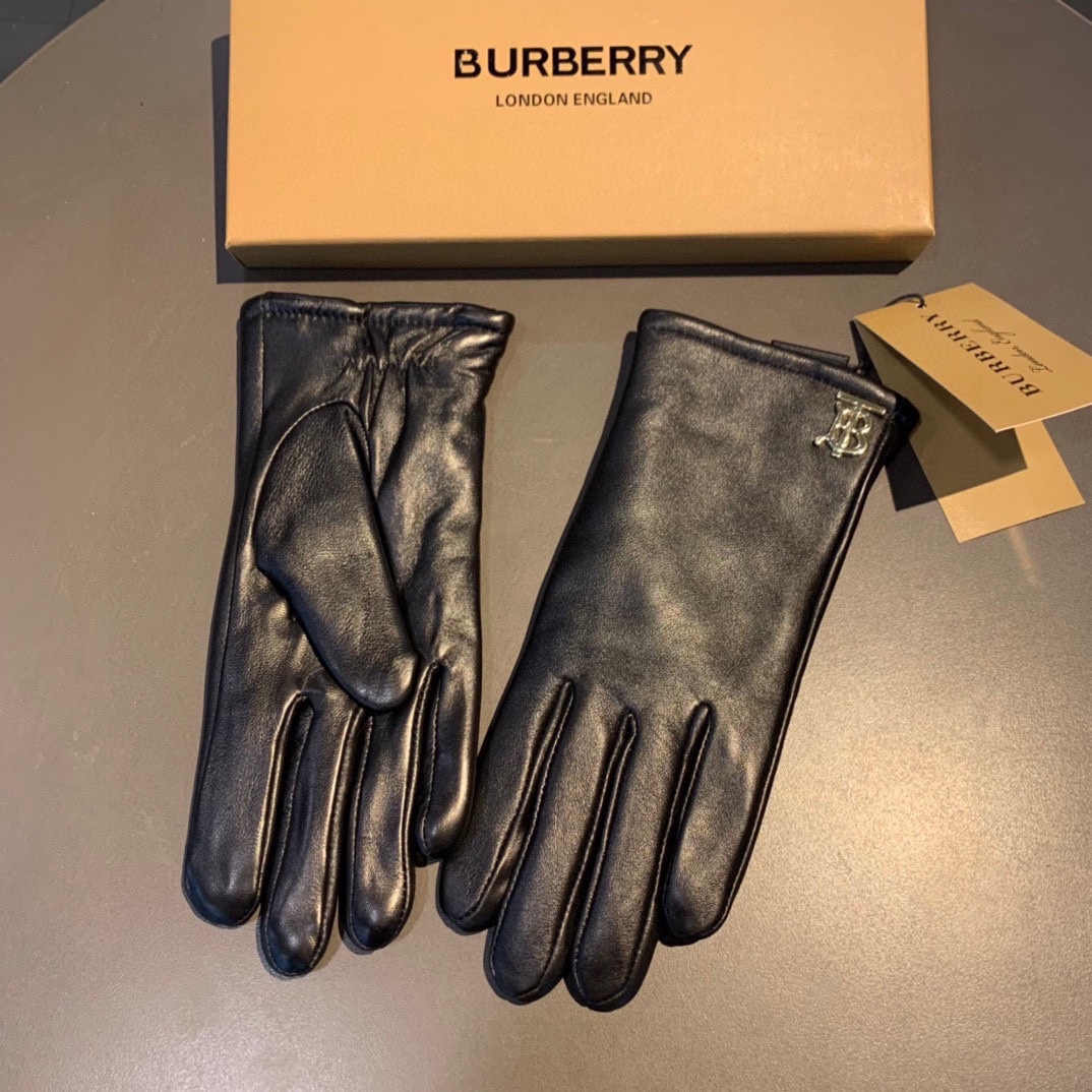 Bagsaaa Bv*b*rry Black Leather Gloves