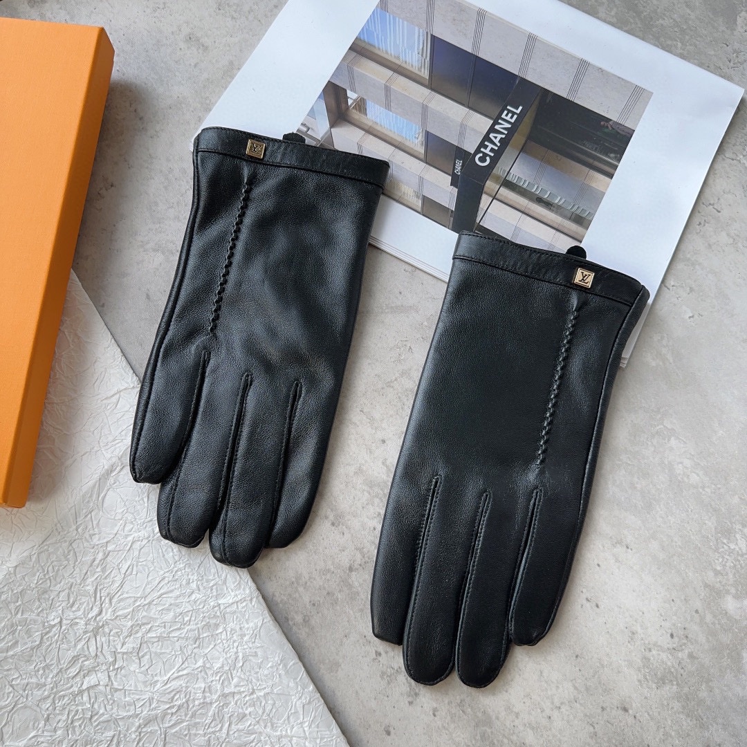 Bagsaaa L0vis Vvtt0n Black Leather Gloves 02