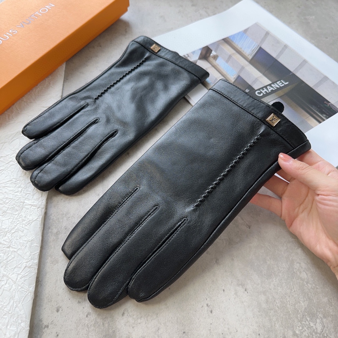 Bagsaaa L0vis Vvtt0n Black Leather Gloves 02
