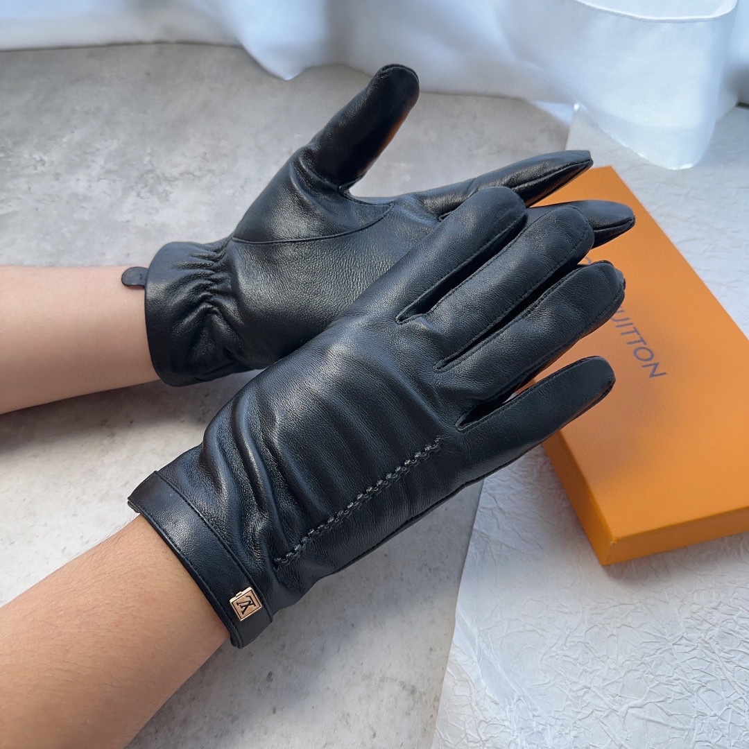 Bagsaaa L0vis Vvtt0n Black Leather Gloves 02