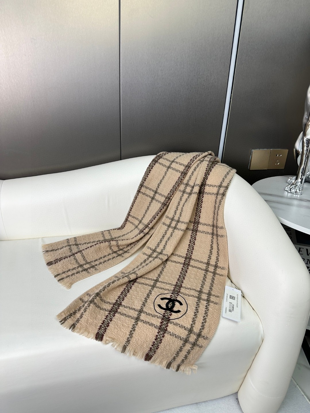 Bagsaaa Ch**el Scarf Striped Brown - 40x190cm