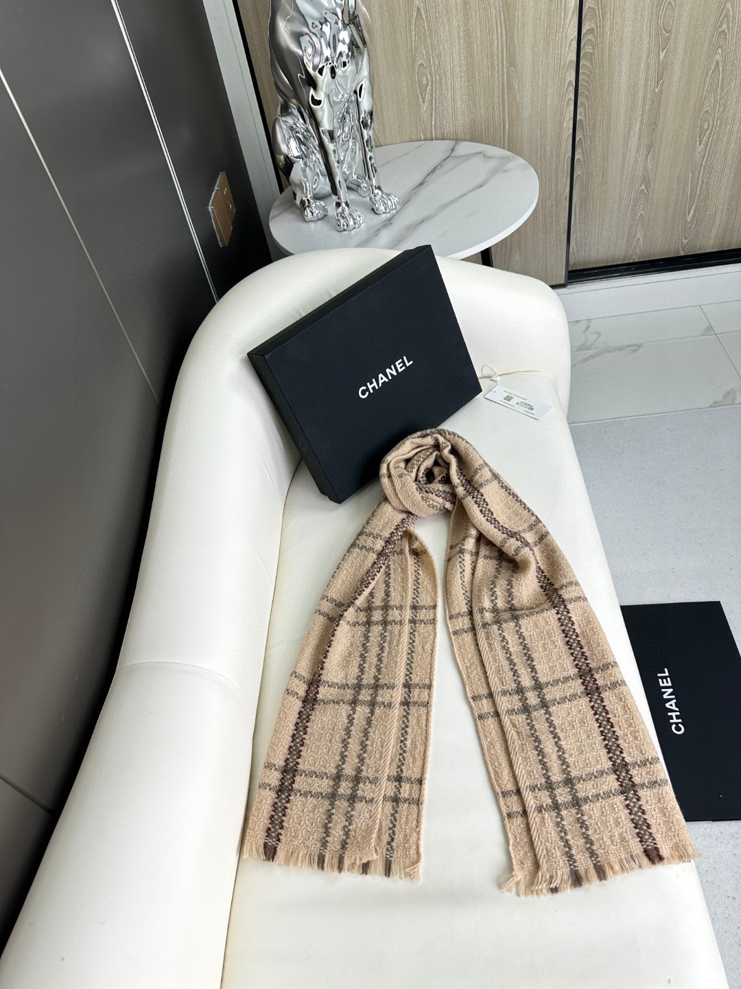 Bagsaaa Ch**el Scarf Striped Brown - 40x190cm