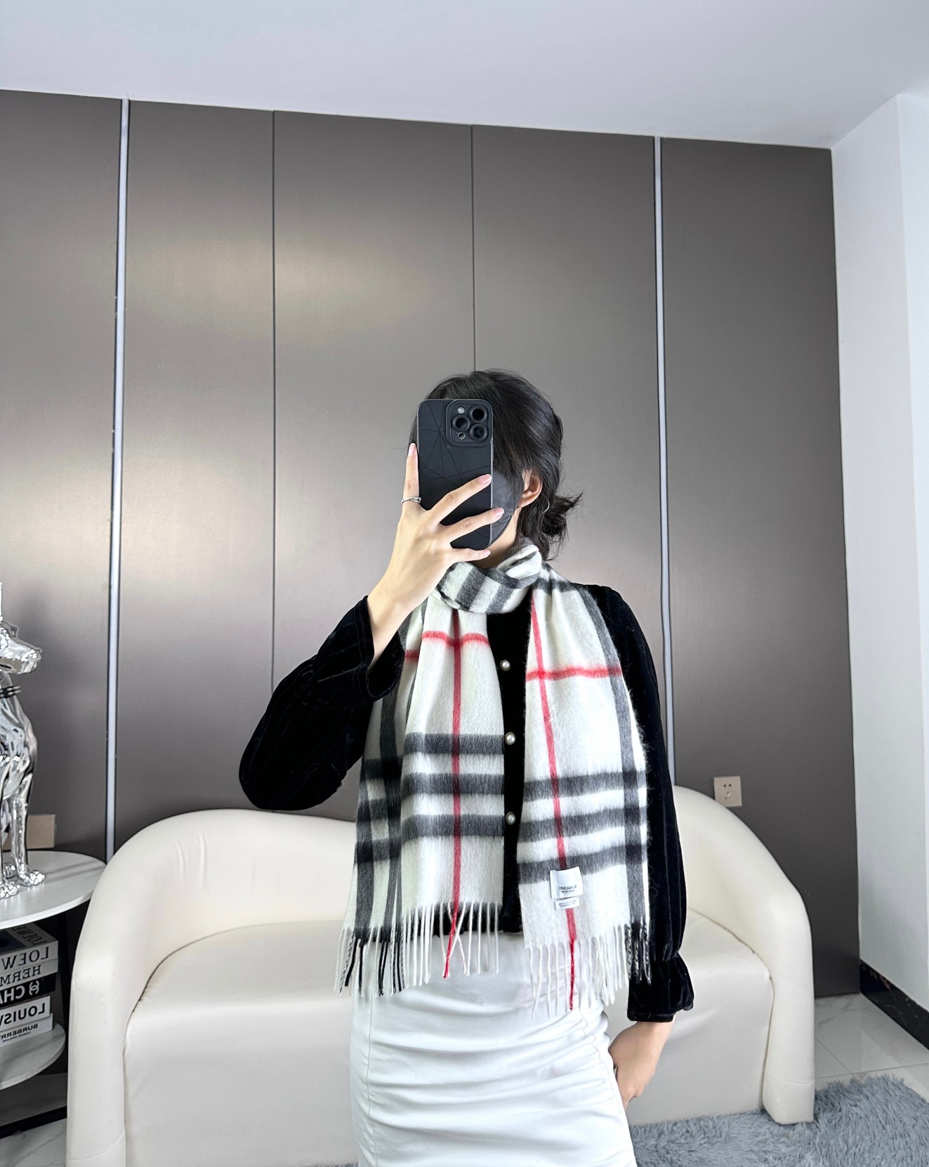 Bagsaaa Bv*b*rry White Striped Scarf