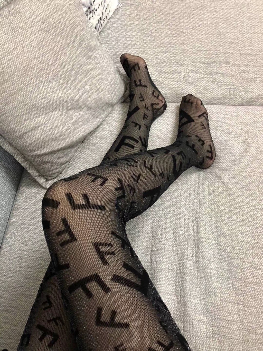 Bagsaaa F**di Black Tights With F Letters