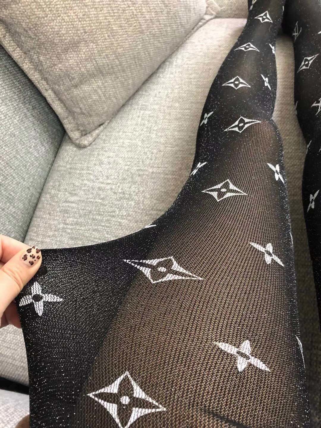 Bagsaaa L0vis Vvtt0n Black Tights With White Monogram