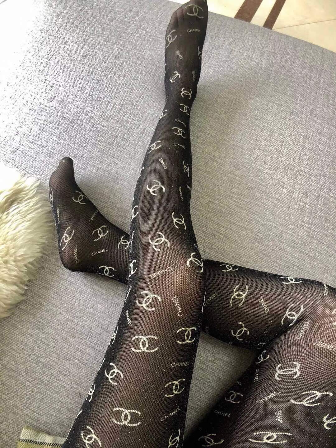 Bagsaaa Ch**el Black Tights With CC logo
