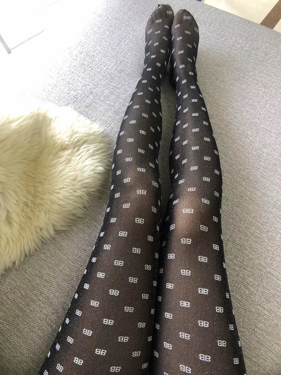 Bagsaaa Ba1en*iaga Black Tights With Small 