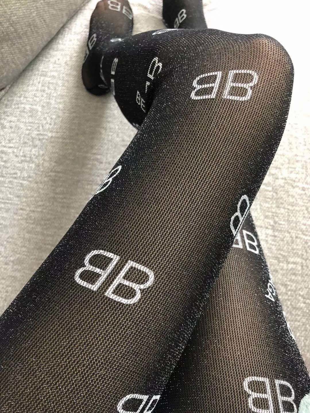 Bagsaaa Ba1en*iaga Black Tights With Large "B" Logo