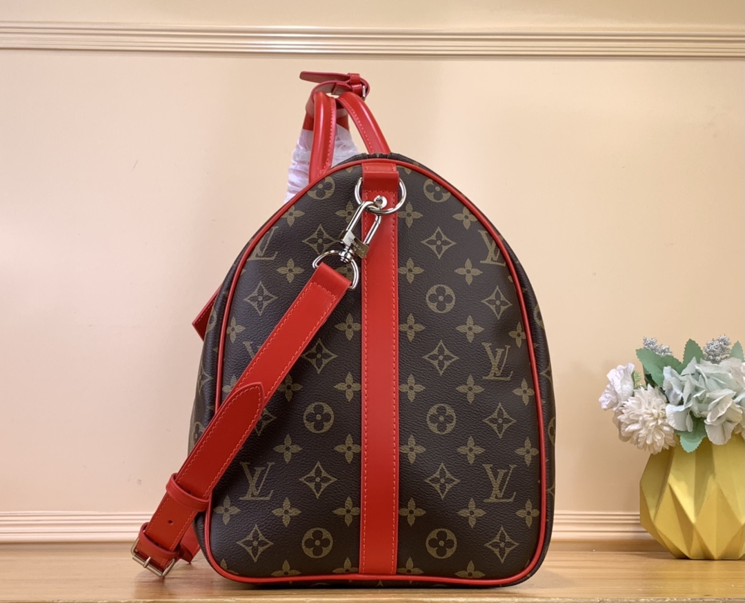 Bagsaaa L0vis Vvtt0n Keepall Bandoulière 50 Monogram Macassar Red - 50x29x23cm