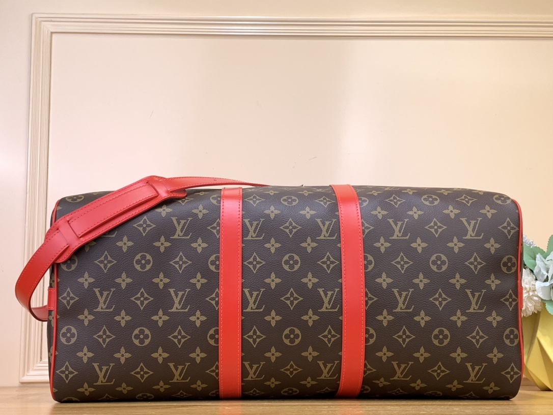 Bagsaaa L0vis Vvtt0n Keepall Bandoulière 50 Monogram Macassar Red - 50x29x23cm